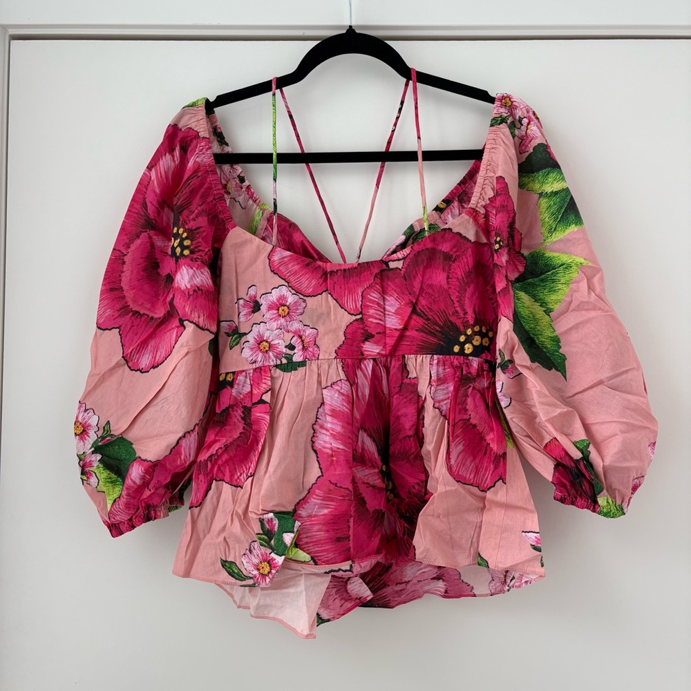 NWOT Farm Rio Embroidered Chita Blouse S - Picture 8 of 16